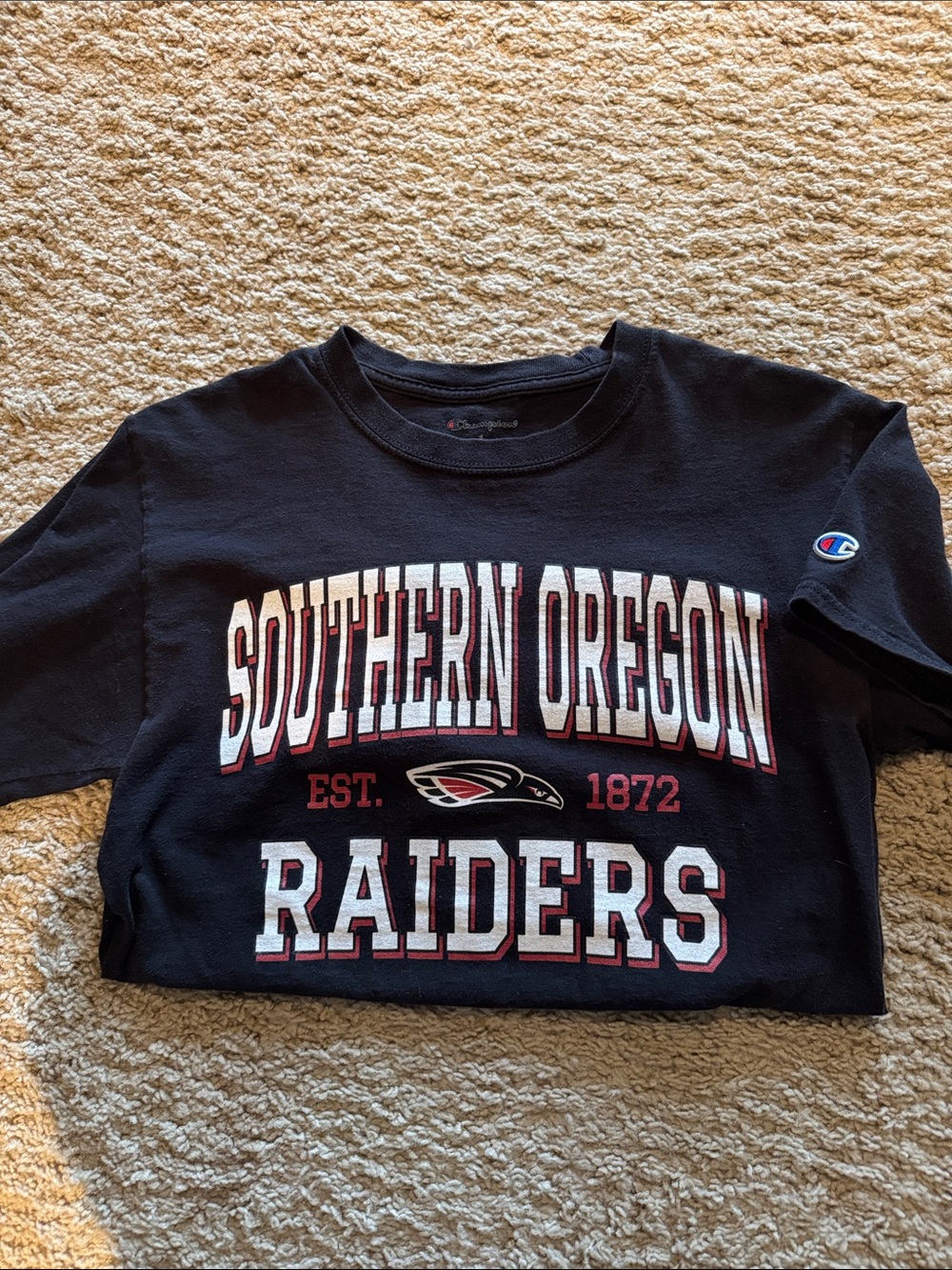 Champion Black Southern Oregon Raiders Graphic Tee with Red & White Accents